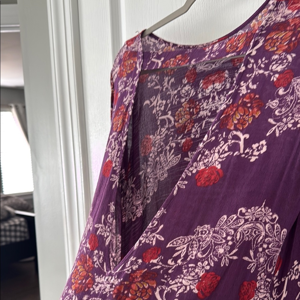 Free People Boho Open Back Purple Floral Dress - Picture 4 of 4